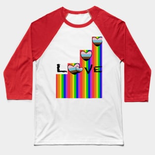 Rainbow Pride Hearts Love Progress Baseball T-Shirt